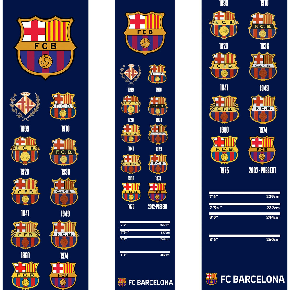 FC Barcelona - Official Licensed - Carpet Dart Mat - 290cm x 60cm - Retro Crests