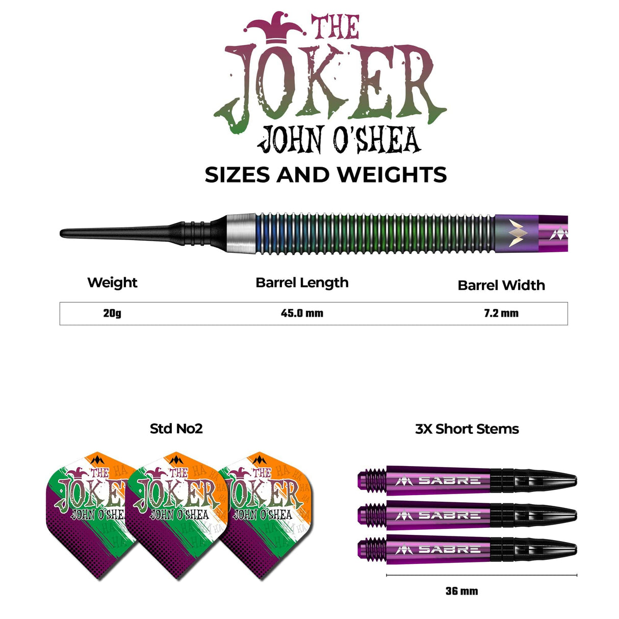 Mission John O Shea Darts - Soft Tip - The Joker - Coral - 20g 20g