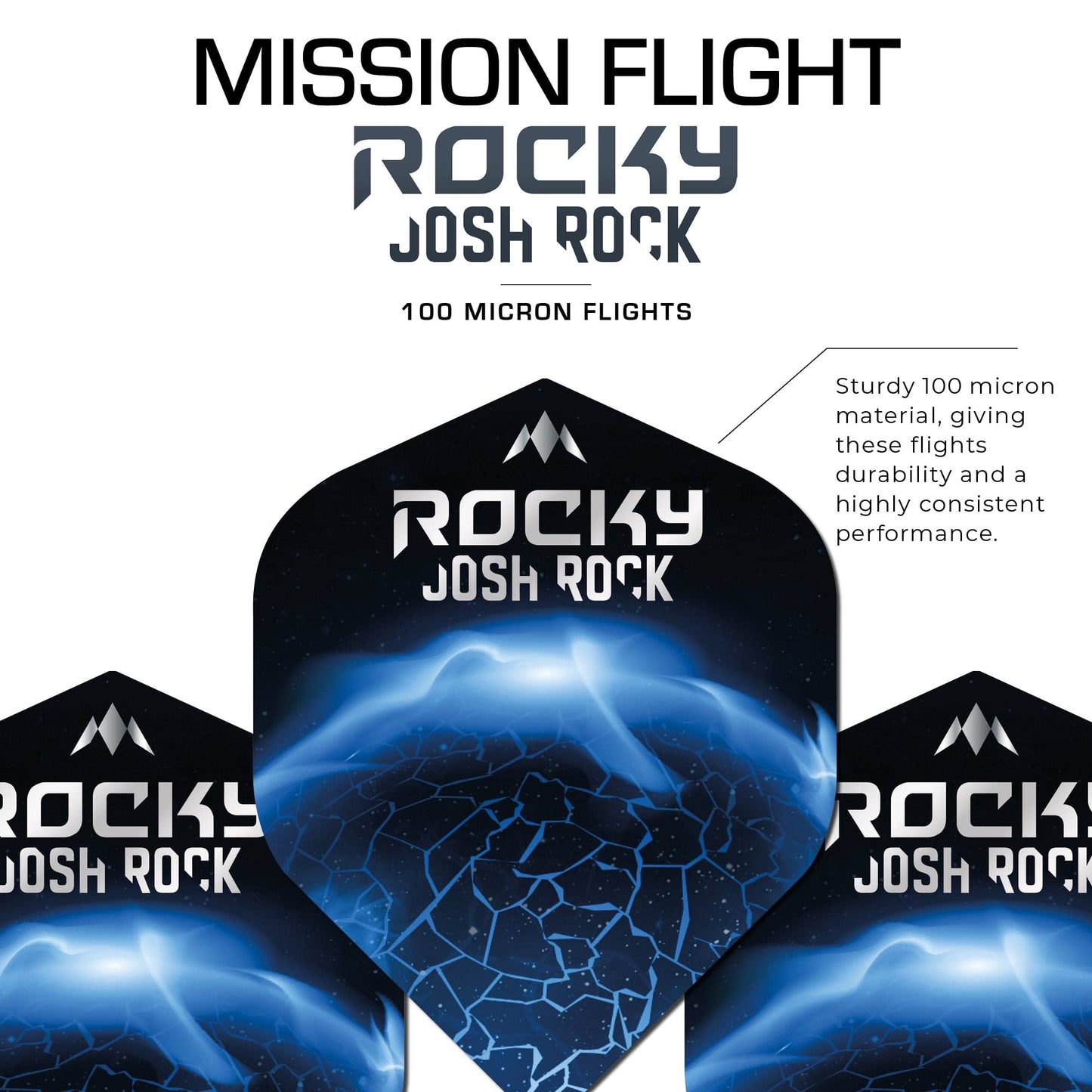 Mission Solo Dart Flights - 100 Micron - No2 - Std - Josh Rock - Rocky