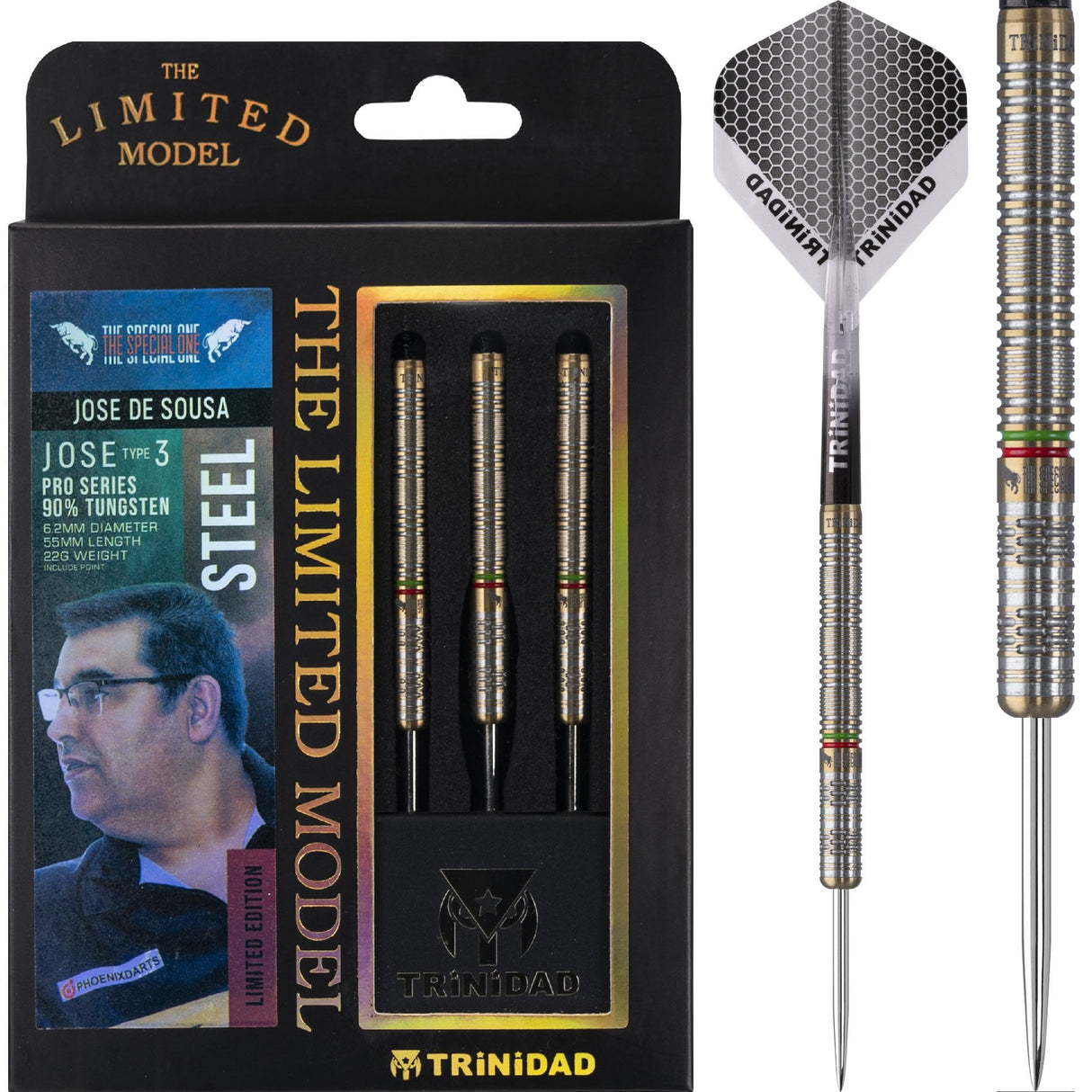 Trinidad Pro - Steel Tip Darts - Jose De Sousa - Jose Type3 - 22g - Limited Edition 22g