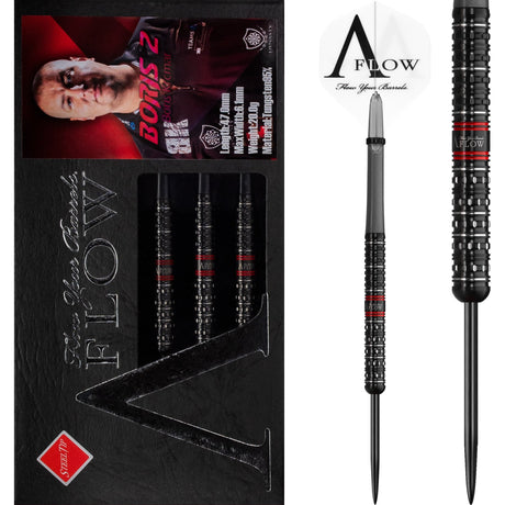 Dynasty Darts - Black Line - Steel Tip - Boris Krcmar - Boris 2 - Black & Red - 20g 20g