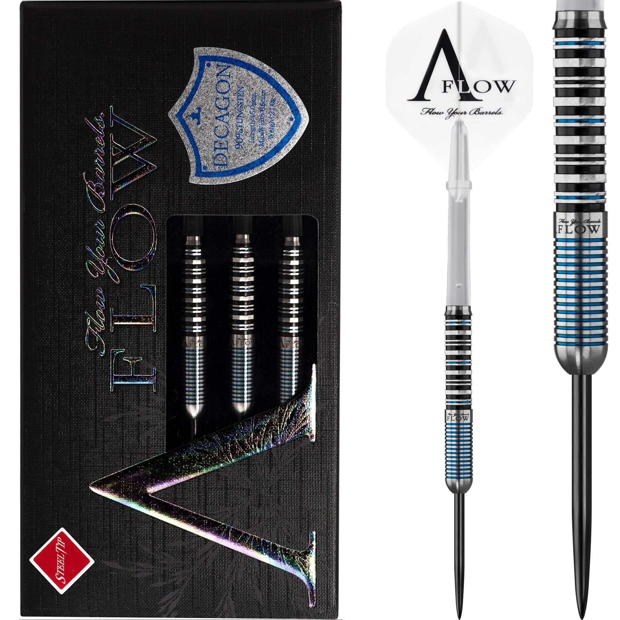 Dynasty Darts - Crystal Line - A Flow - Steel Tip - Decagon - Black &