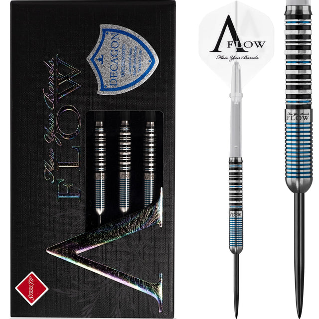 Dynasty Darts - Crystal Line - A Flow - Steel Tip - Decagon - Black & Blue - 21g 21g