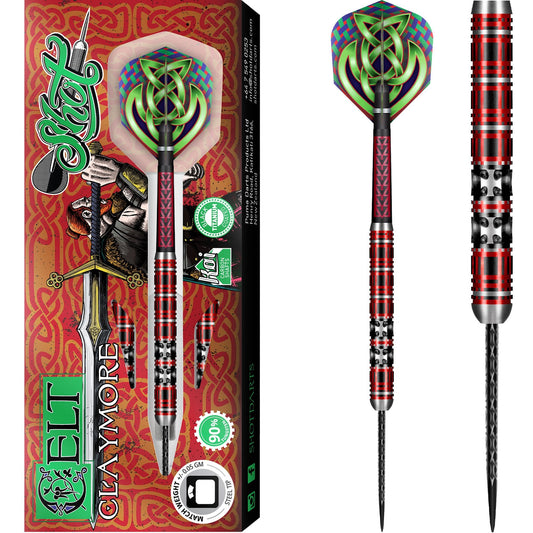 Shot Celt Claymore Darts - Steel Tip - Black & Red 23g