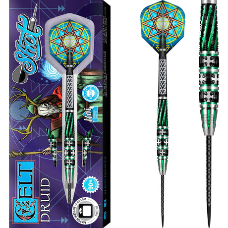 Shot Celt Druid Darts - Steel Tip - Black & Green 23g