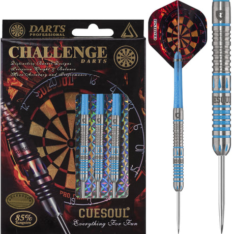 Cuesoul - Steel Tip Tungsten Darts - Challenge - Multi Ring - Mono - Blue 22g