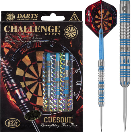 Cuesoul - Steel Tip Tungsten Darts - Challenge - Multi Ring - Quad - Blue 22g