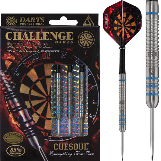 Cuesoul - Steel Tip Tungsten Darts - Challenge - Multi Ring - Tri-ring - Blue 22g