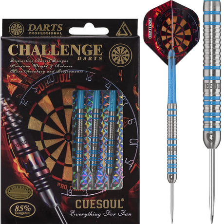 Cuesoul - Steel Tip Tungsten Darts - Challenge - Multi Ring - Double Ring - Blue 22g