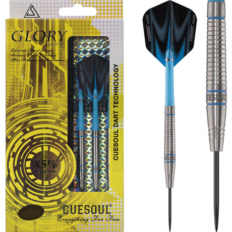 Cuesoul - Steel Tip Tungsten Darts - Glory - Blue Grooves - Shark 22g
