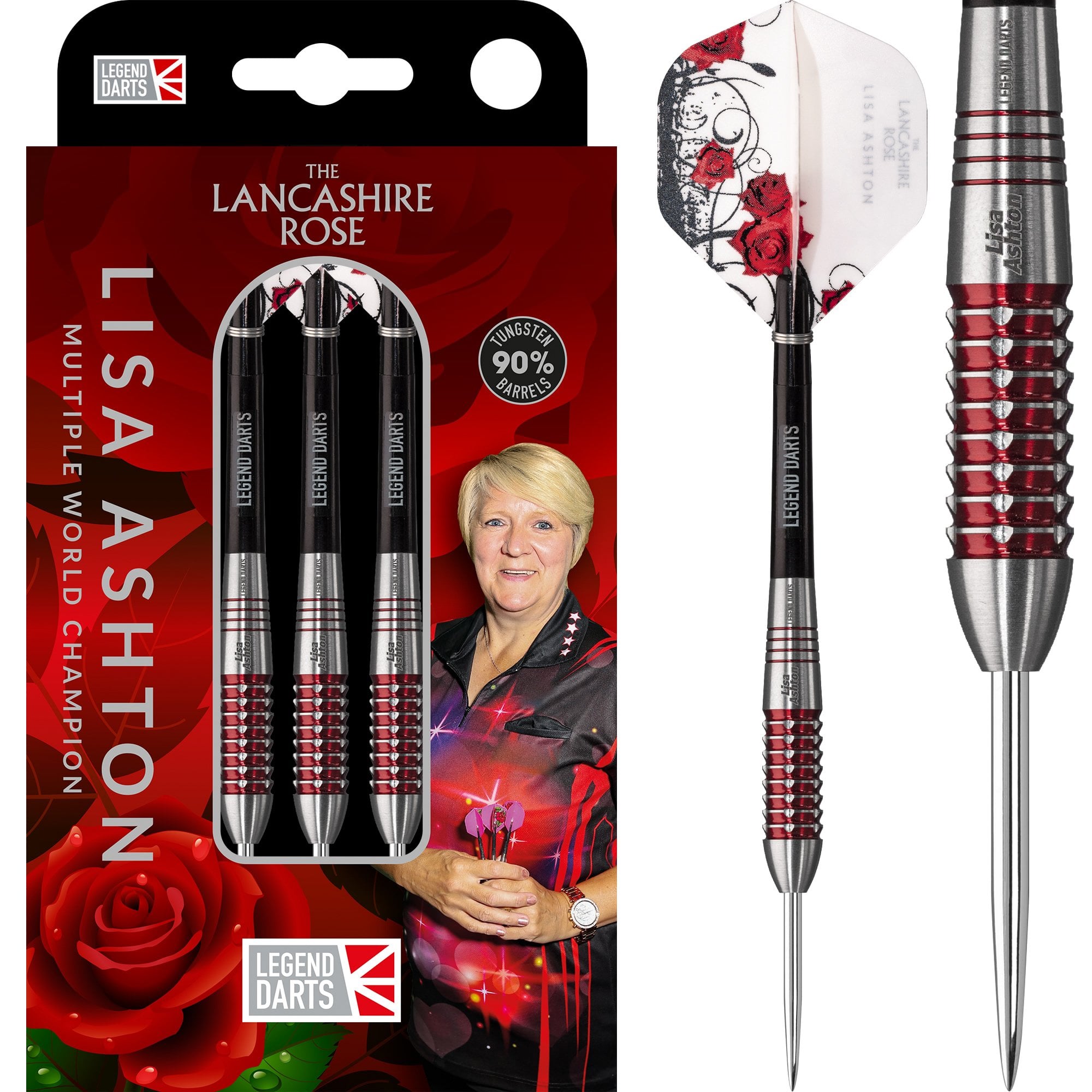 Legend Darts - Steel Tip - 90% Tungsten - The Lancashire Rose - Lisa