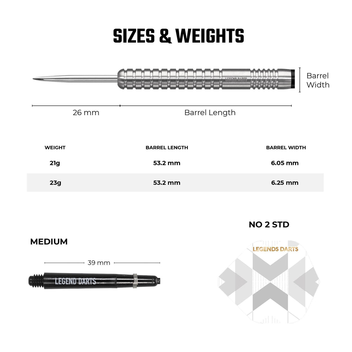 Legend Darts - Steel Tip - 90% Tungsten - Pro Series - V2 - Ringed