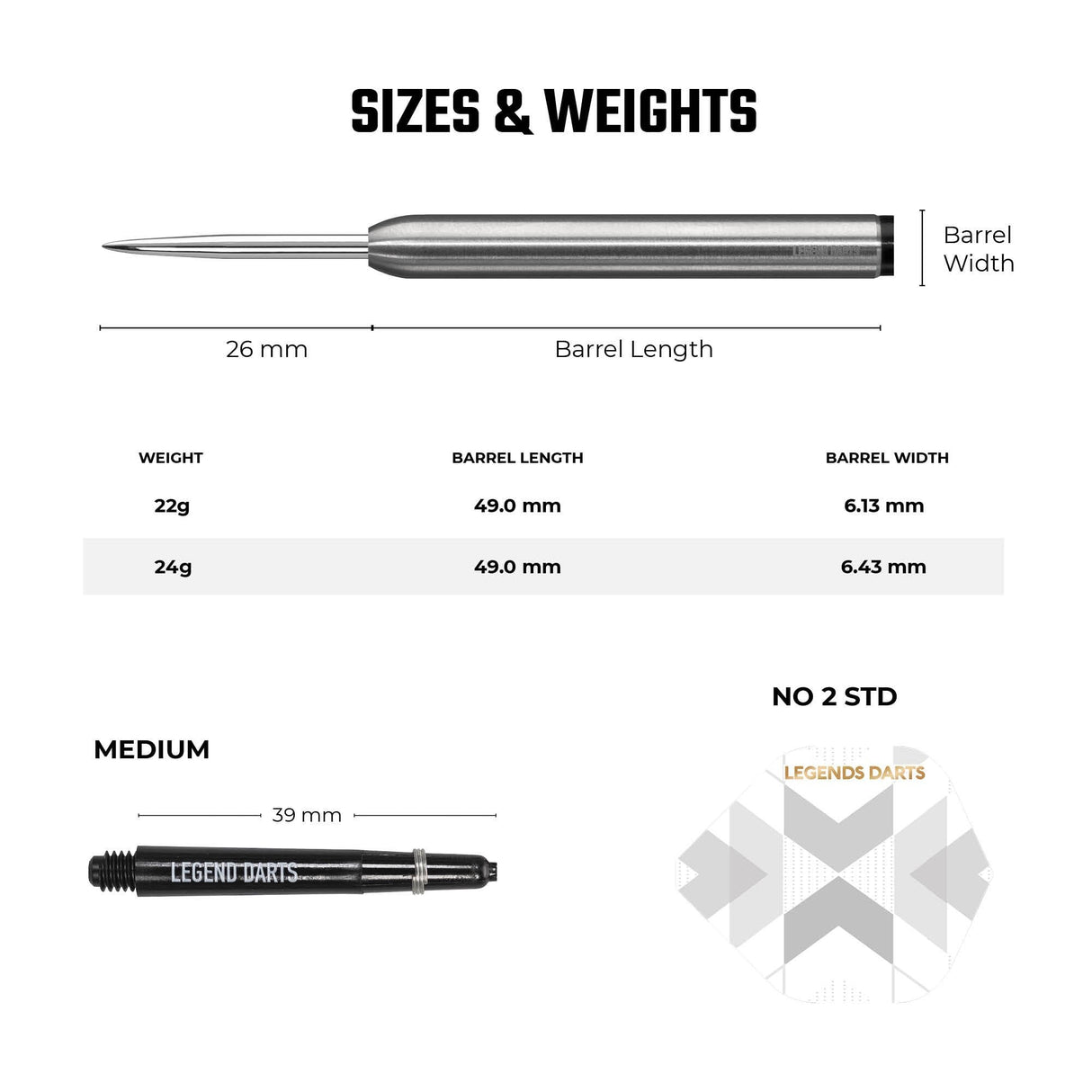 Legend Darts - Steel Tip - 90% Tungsten - Pro Series - V5 - Smooth