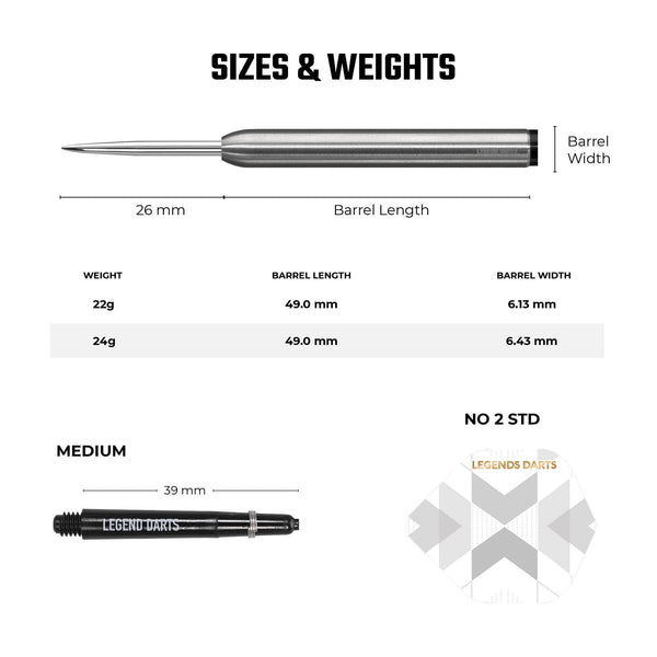 Legend Darts - Steel Tip - 90% Tungsten - Pro Series - V22 - Torpedo R