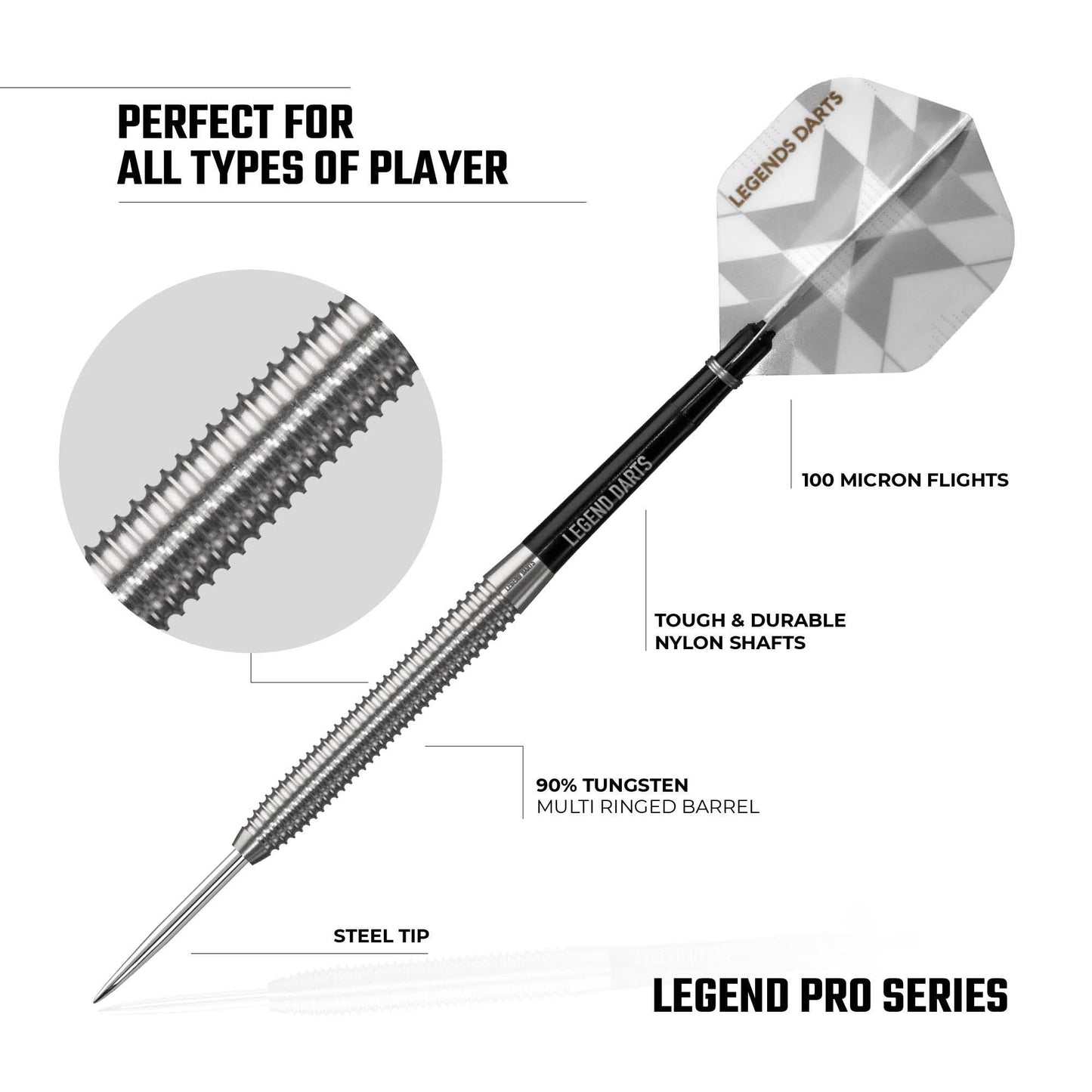 Legend Darts - Steel Tip - 90% Tungsten - Pro Series - V6 - Multi Ringed