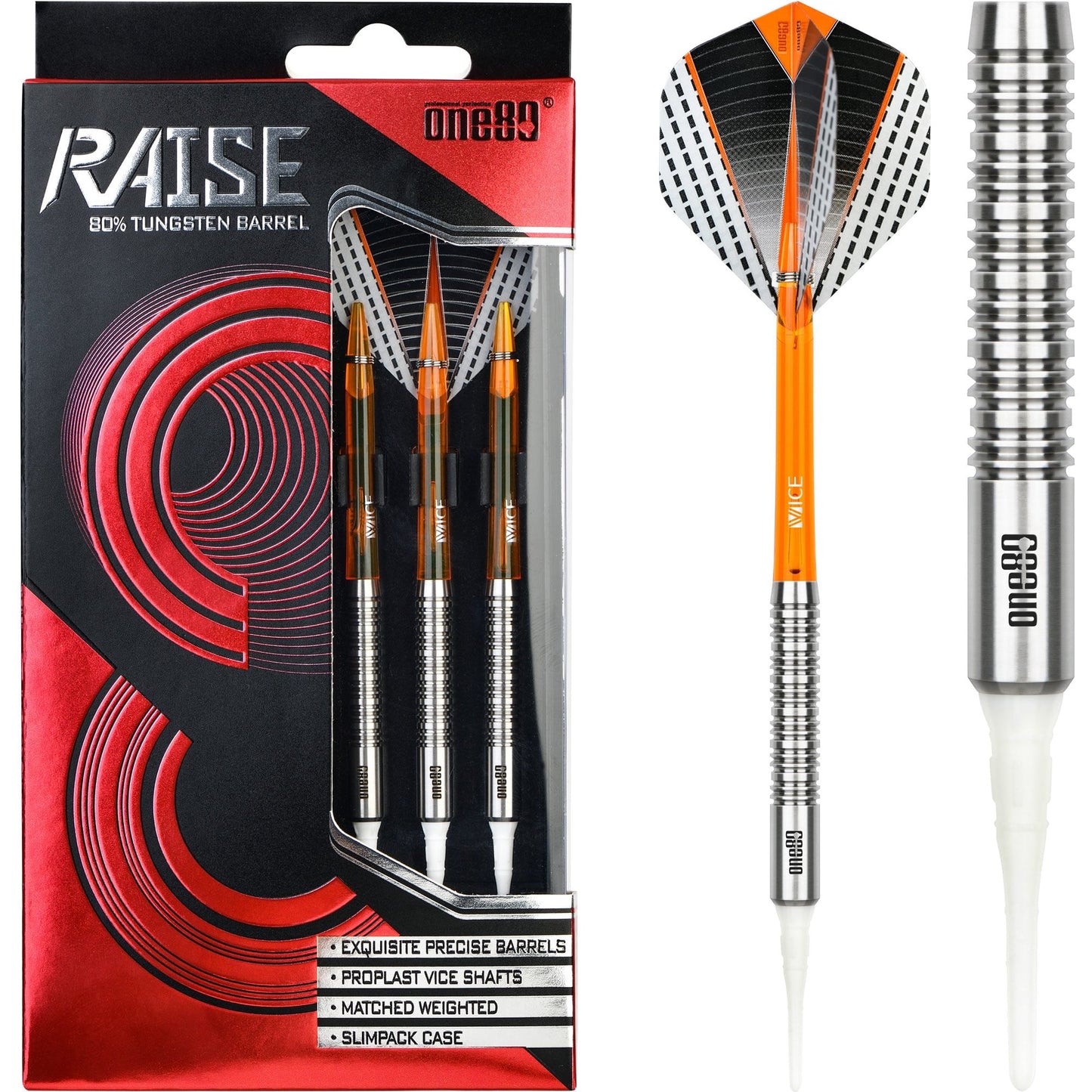 One80 Raise UK Darts - Soft Tip - Ringed 16g