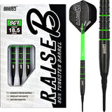 One80 Raise B Darts - Soft Tip - Black - Green Rings 18g