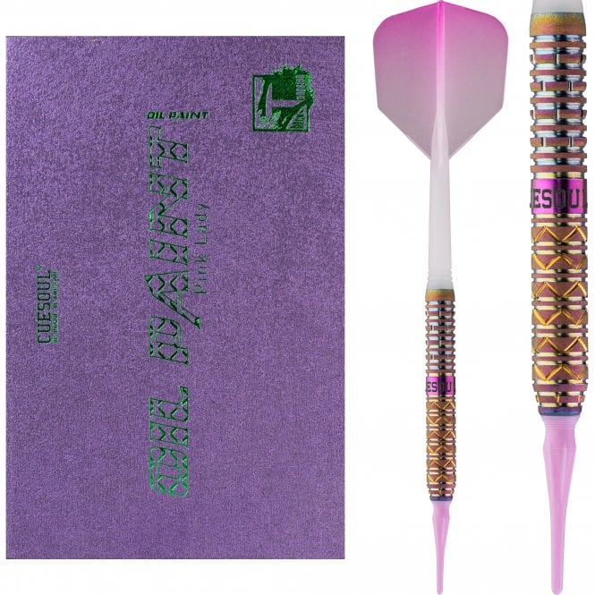 Cuesoul - Soft Tip Tungsten Darts - Pink Lady Cocktail - Oil Paint Finish 19g