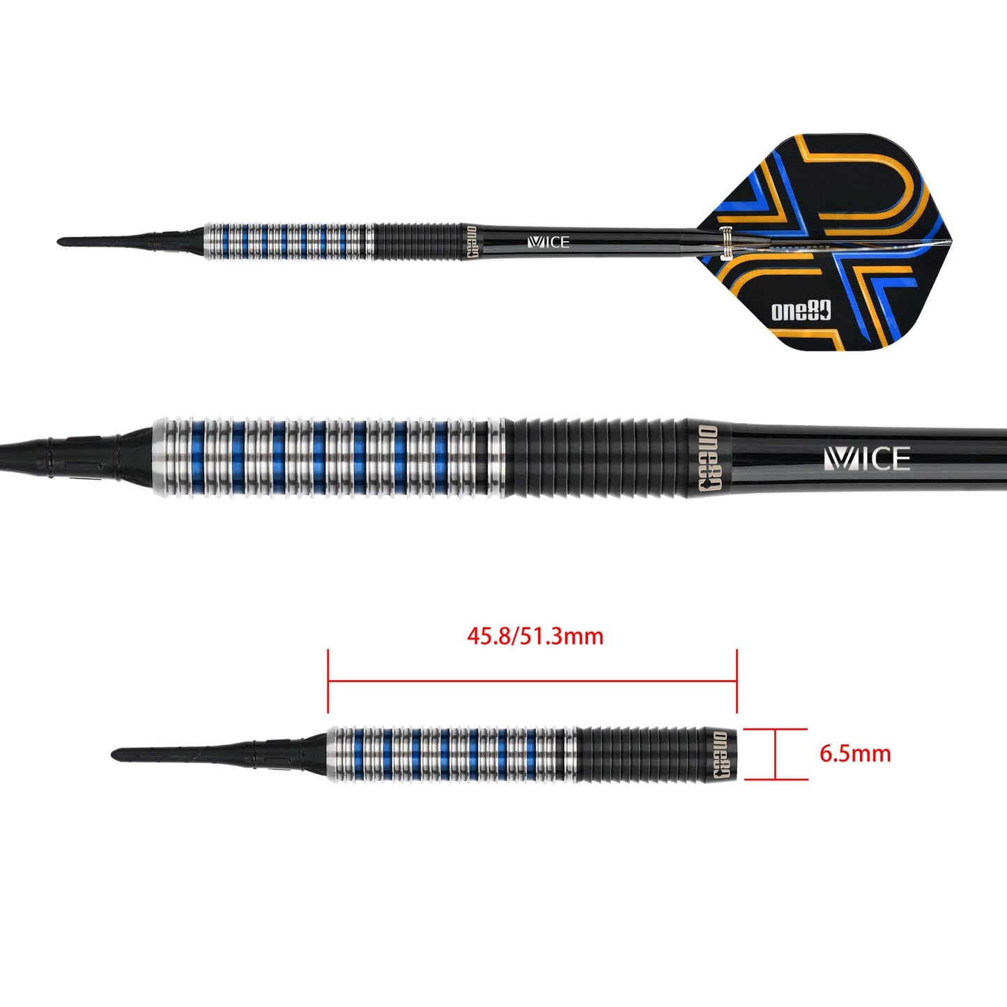 One80 Ascent Darts - Soft Tip - S01 - Black & Blue