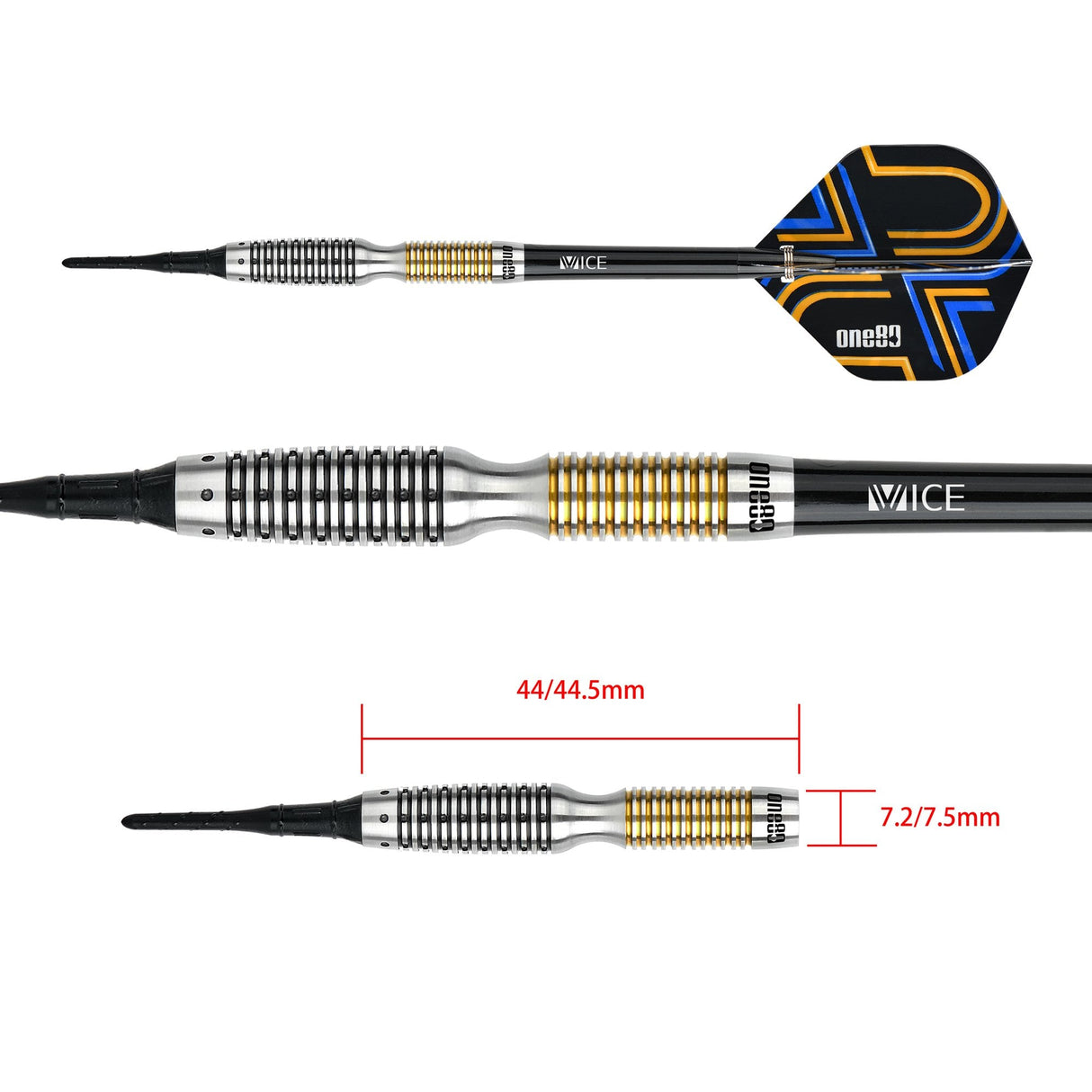 One80 Ascent Darts - Soft Tip - S03 - Black & Gold