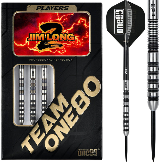 One80 Jim Long Darts - Steel Tip - V2 - Black Ring - 23g 23g