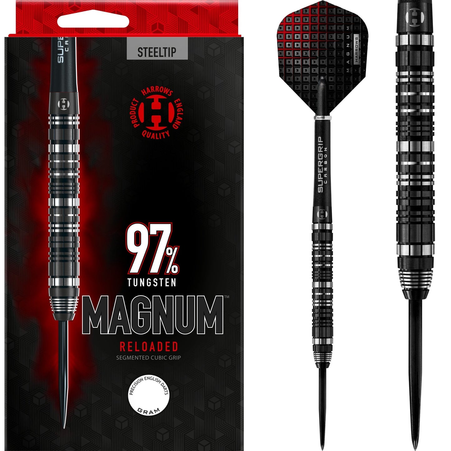 Harrows Magnum Reloaded Darts Steel Tip Black & Silver