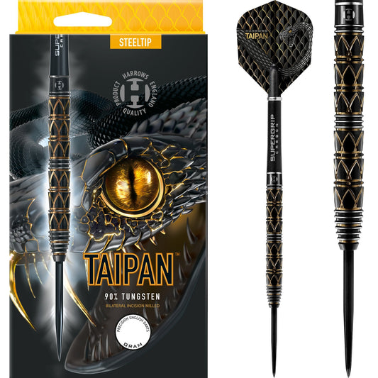 Harrows Taipan Darts - Steel Tip - Black & Gold 21g