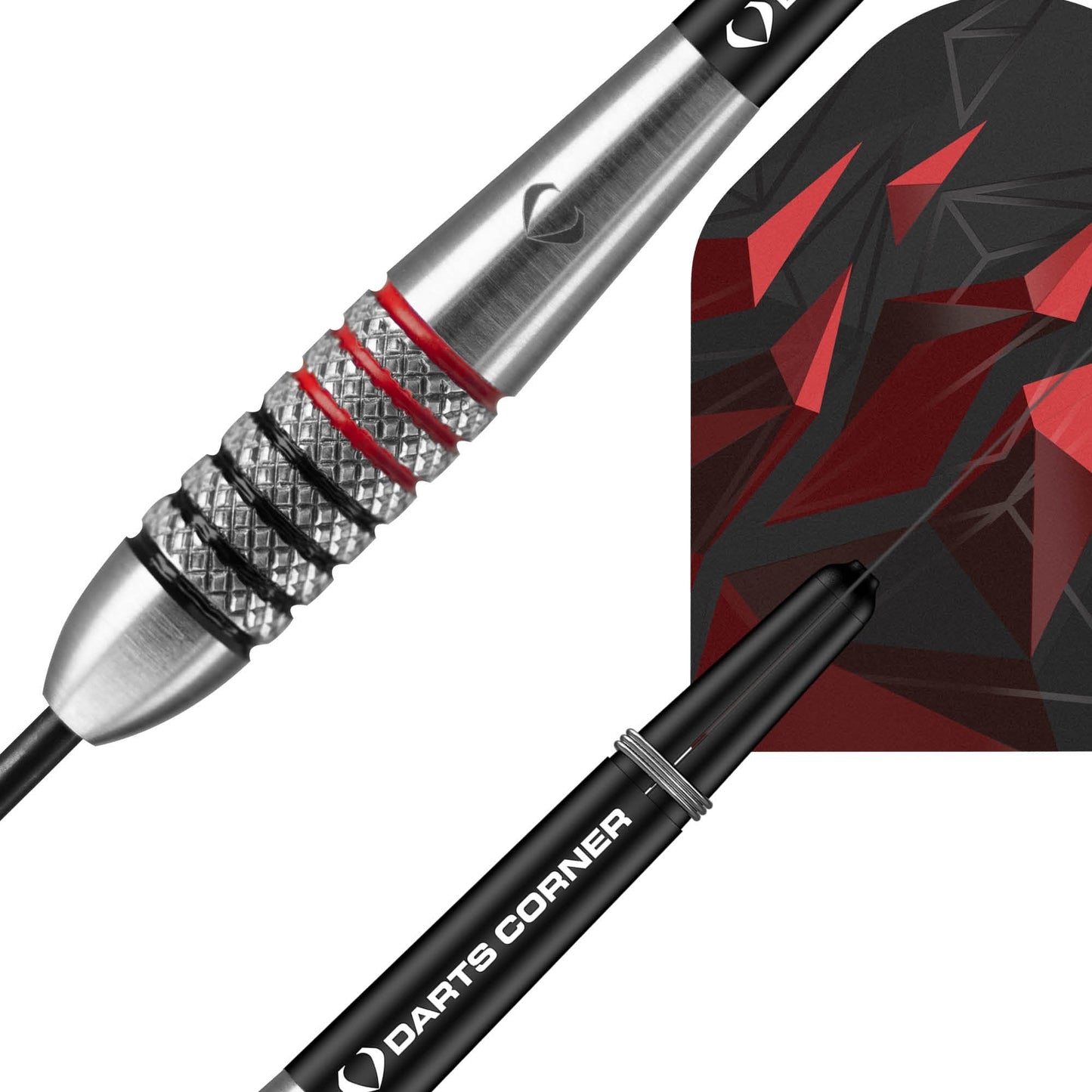 Darts Corner Astrofire Darts - Steel Tip - Knurled - Black & Red