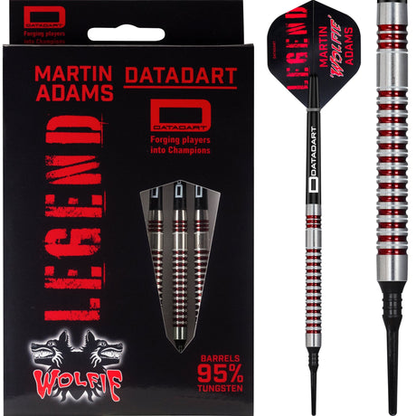Datadart Martin Adams 95 Darts - Soft Tip - Wolfie - Electro Red & White 21g