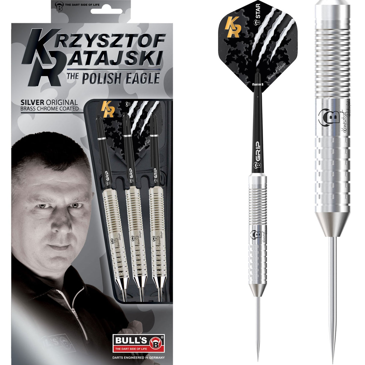 BULL'S Krzysztof Ratajski Darts - Steel Tip - Brass - Silver 22g