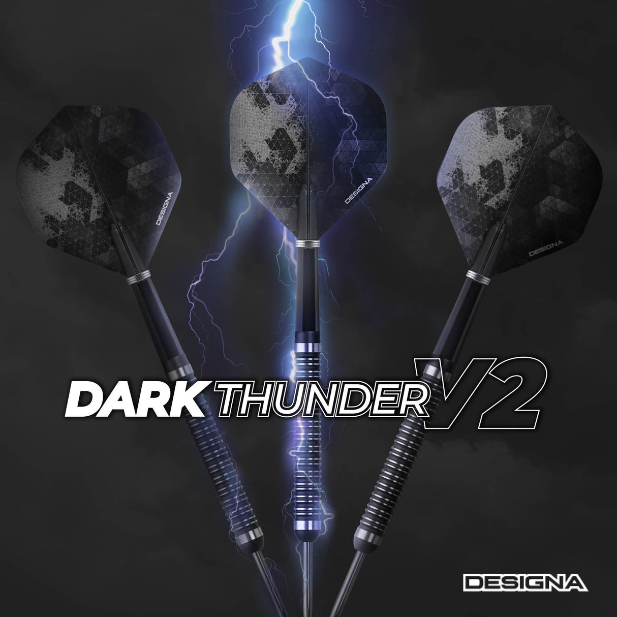 Designa Dark Thunder V2 Soft Tip Darts - Black