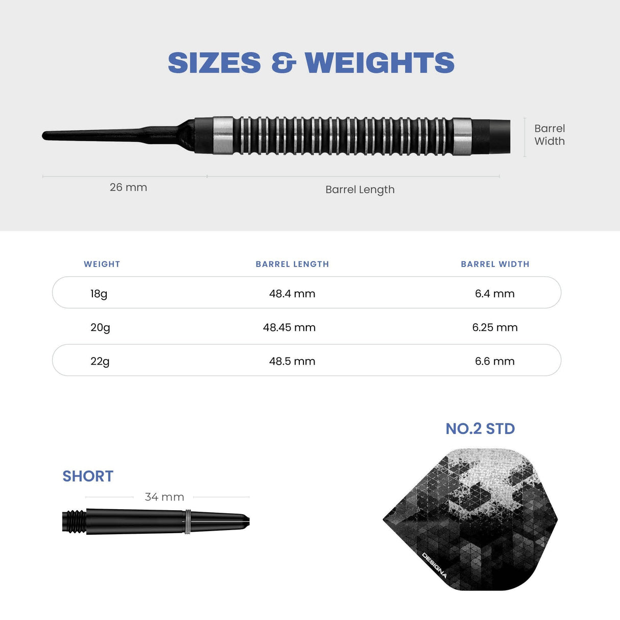 Designa Dark Thunder V2 Soft Tip Darts - Black