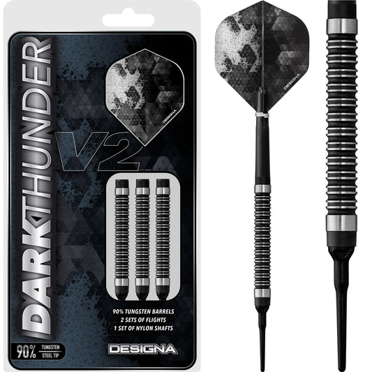 Designa Dark Thunder V2 Soft Tip Darts - Black 18g
