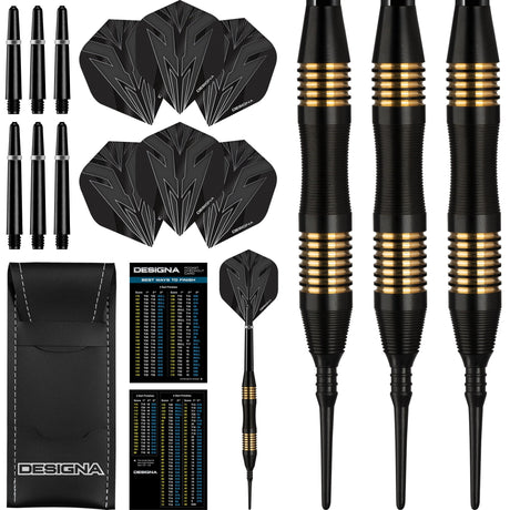 Designa Mako Darts - Soft Tip Electro Brass - Micro Grip - Black 21g