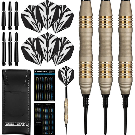 Designa Mako Darts - Soft Tip Electro Brass - Micro Grip - Silver 21g