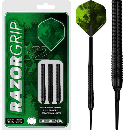 Designa Razor Grip V2 Soft Tip Darts - M1 - Black 20g