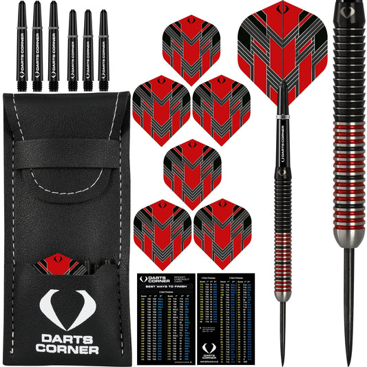 *Darts Corner BlackFin Darts - Steel Tip - M3 - Straight - Red