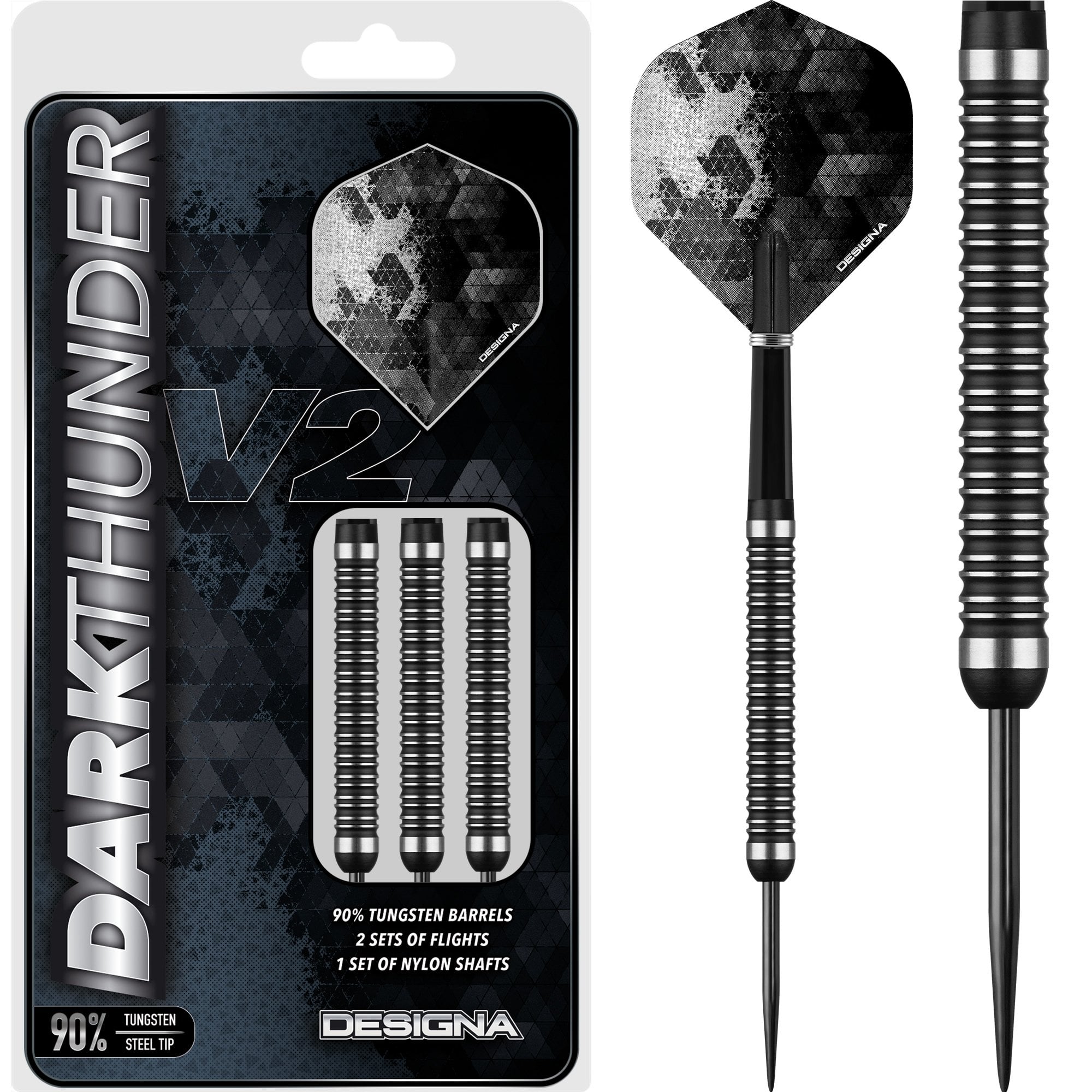 Designa Dark Thunder V2 Darts - Steel Tip - Black