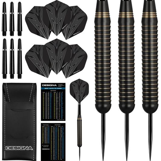 Designa Mako Darts - Steel Tip Electro Brass - Shark Grip - Black 22g