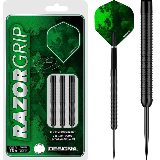 Designa Razor Grip V2 Darts - Steel Tip - M4 - Black 22g