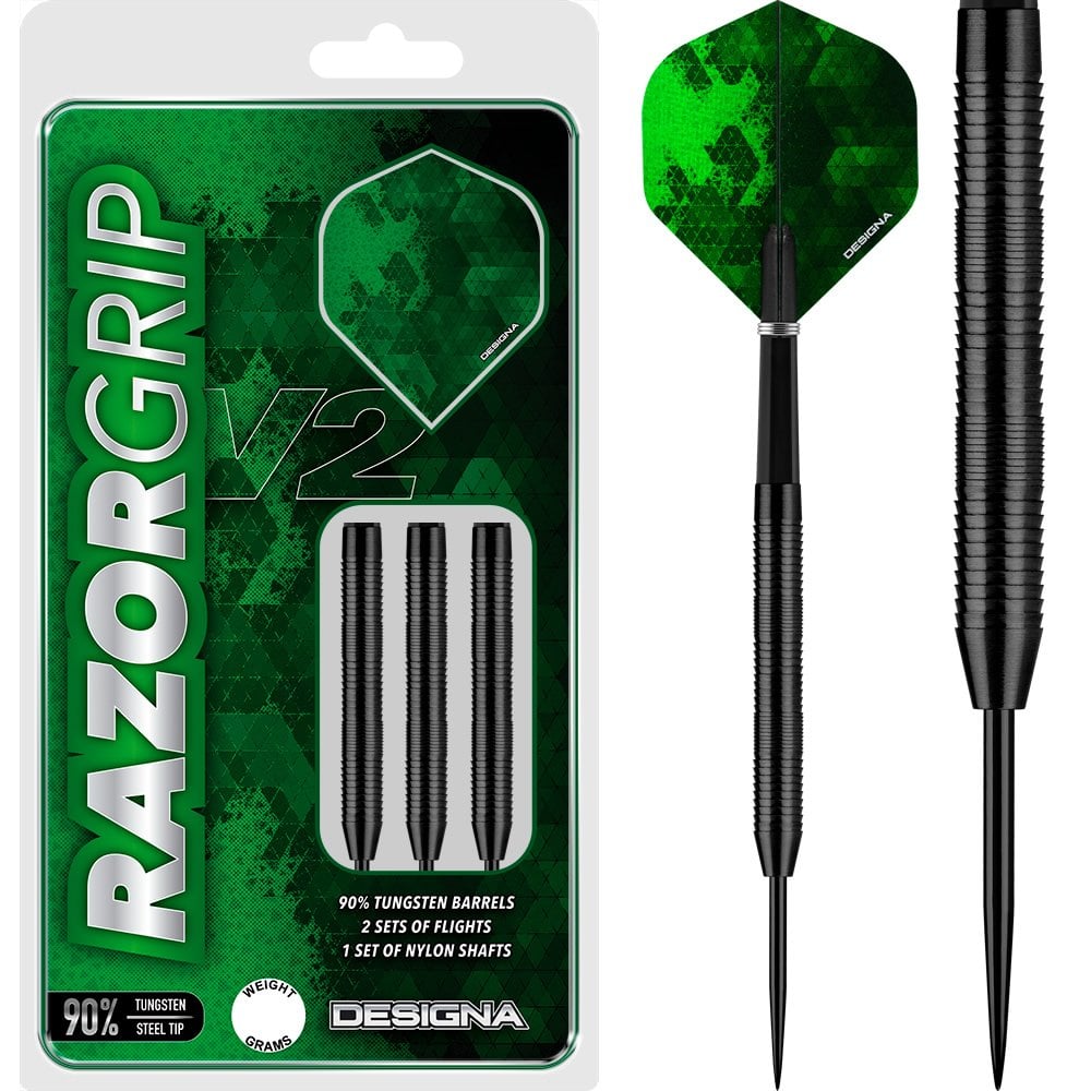 Designa Razor Grip V2 Darts - Steel Tip - M5 - Black
