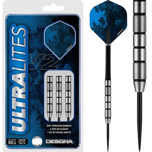 Designa Ultralites V2 Darts - Steel Tip - M1 - Twin Micro Grip - 18g PERS