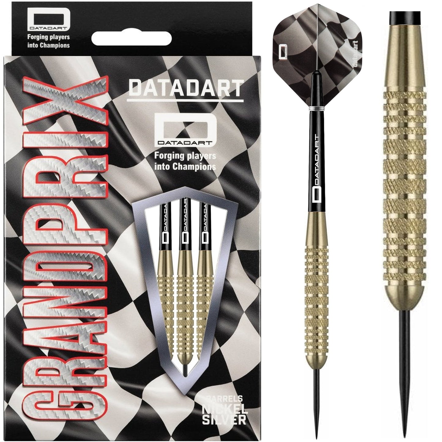 Datadart Grand Prix Darts - Steel Tip Nickel Silver - Knurled - 24g PERS
