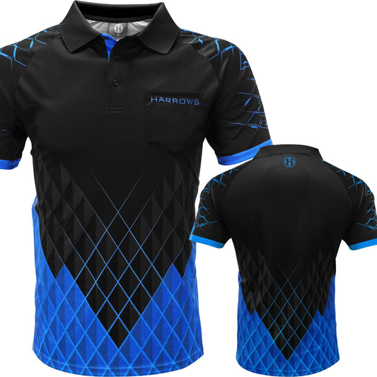 Harrows Paragon Dart Shirt - with Pocket - Black & Blue