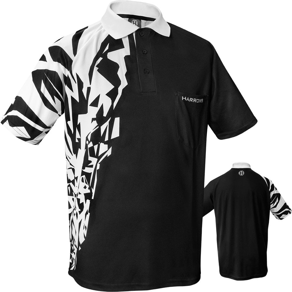 Harrows Rapide Dart Shirt - with Pocket - Black & White 2XL