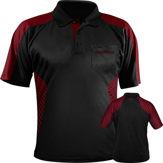 Harrows Vivid Dart Shirt - with Pocket - Black & Deep Red 2XL
