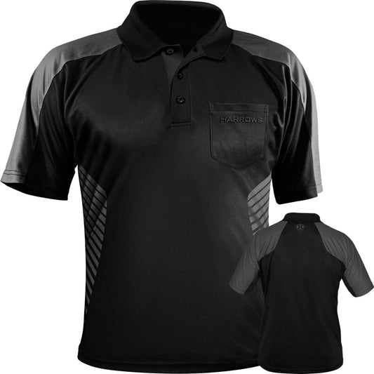 Harrows Vivid Dart Shirt - with Pocket - Black & Grey 2XL