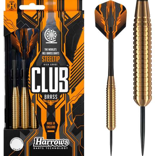 Harrows Club Brass Darts - Steel Tip - Solid Precision Brass - 26g 26g