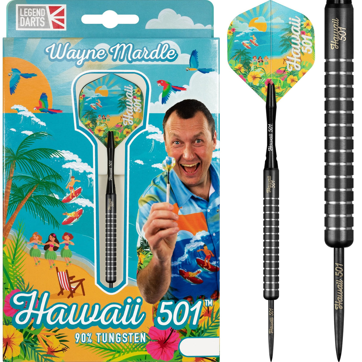 Legend Wayne Mardle Darts - Steel Tip - Hawaii 501 - Black