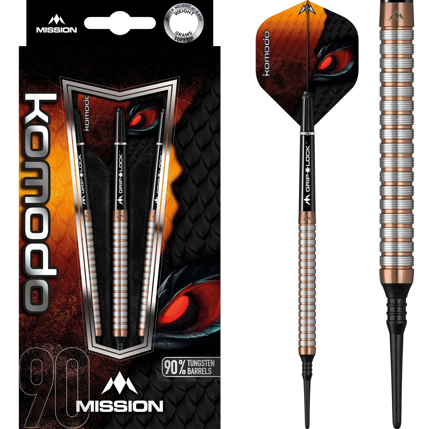 Mission Komodo GX Darts - Soft Tip - Micro - M1 - Rose Gold 18g